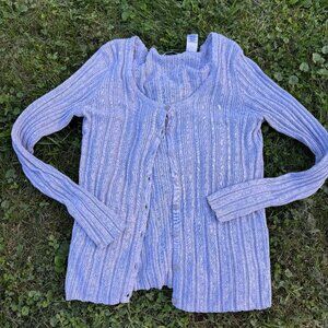 Eyelet Lace Gray Cardigan